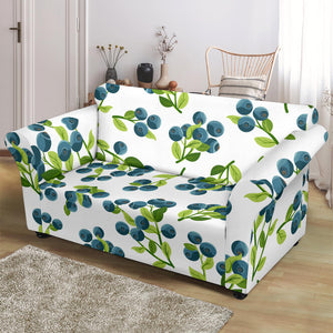 Blueberry White Background Loveseat Couch Slipcover
