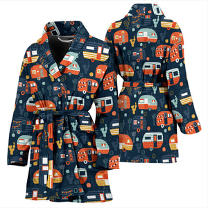 Camper Van Pattern Print Design 05 Women's Bathrobe
