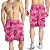 Beautiful Dragonfly Pink Background Men Shorts