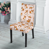 Cute Corgis Pattern Pink Background Dining Chair Slipcover