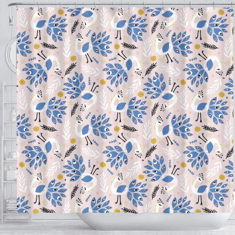Cute Peacock Pattern Shower Curtain Fulfilled In US