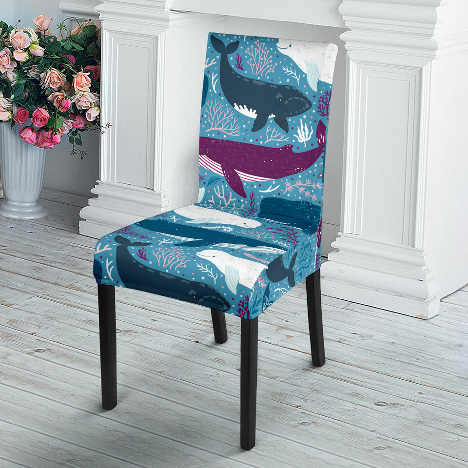 Whale Design Pattern Dining Chair Slipcover