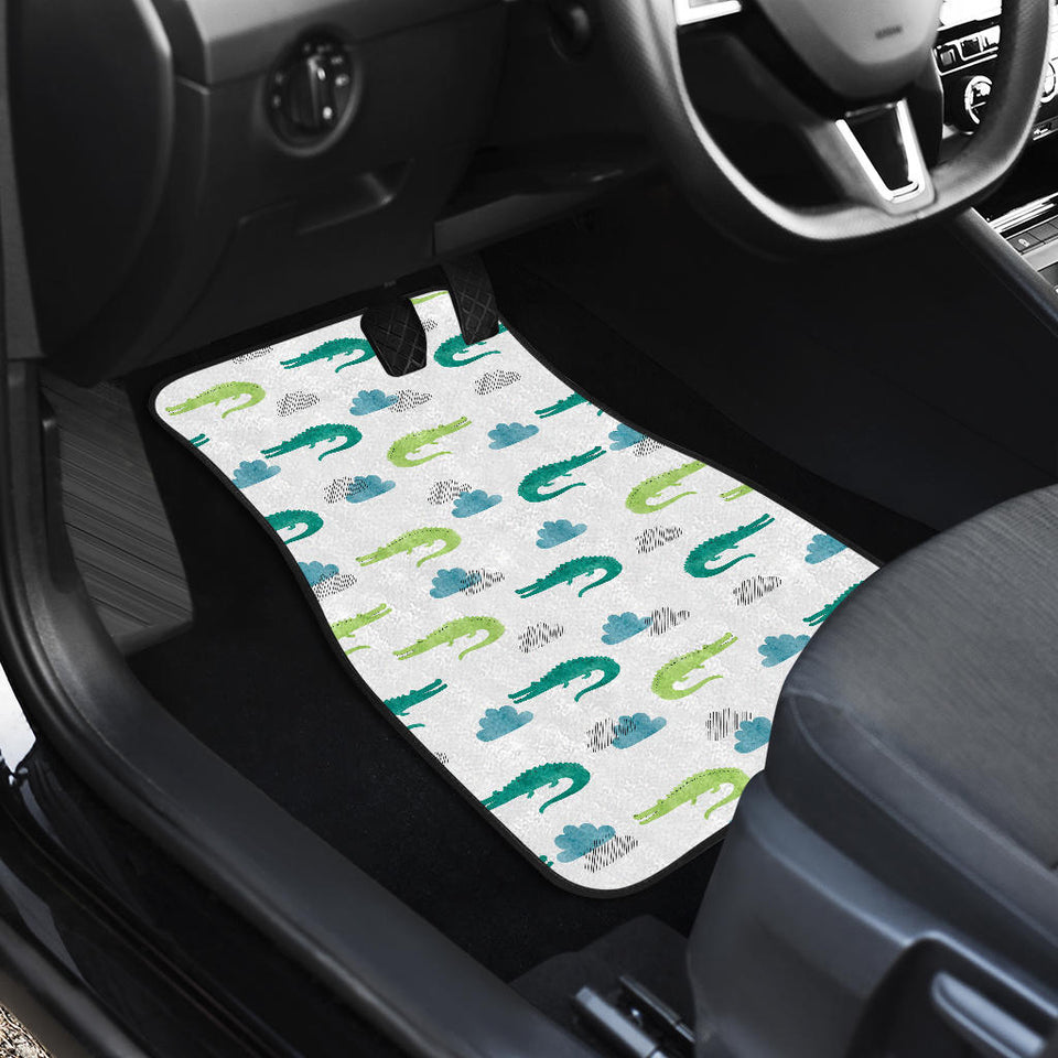 Watercolor Crocodile Pattern Front Car Mats