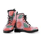 Grapefruit Leaves Flower Pink Background Leather Boots