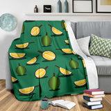 Durian Pattern Green Background Premium Blanket