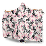 Zebra Pink Flower Background Hooded Blanket