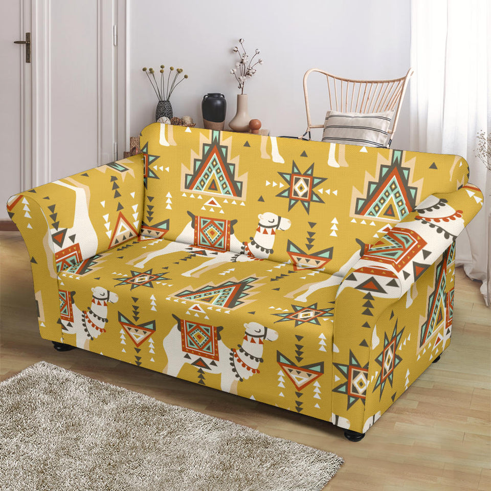Camels Ethnic Motif Pattern Loveseat Couch Slipcover