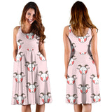 Cute Goat Pattern Sleeveless Midi Dress