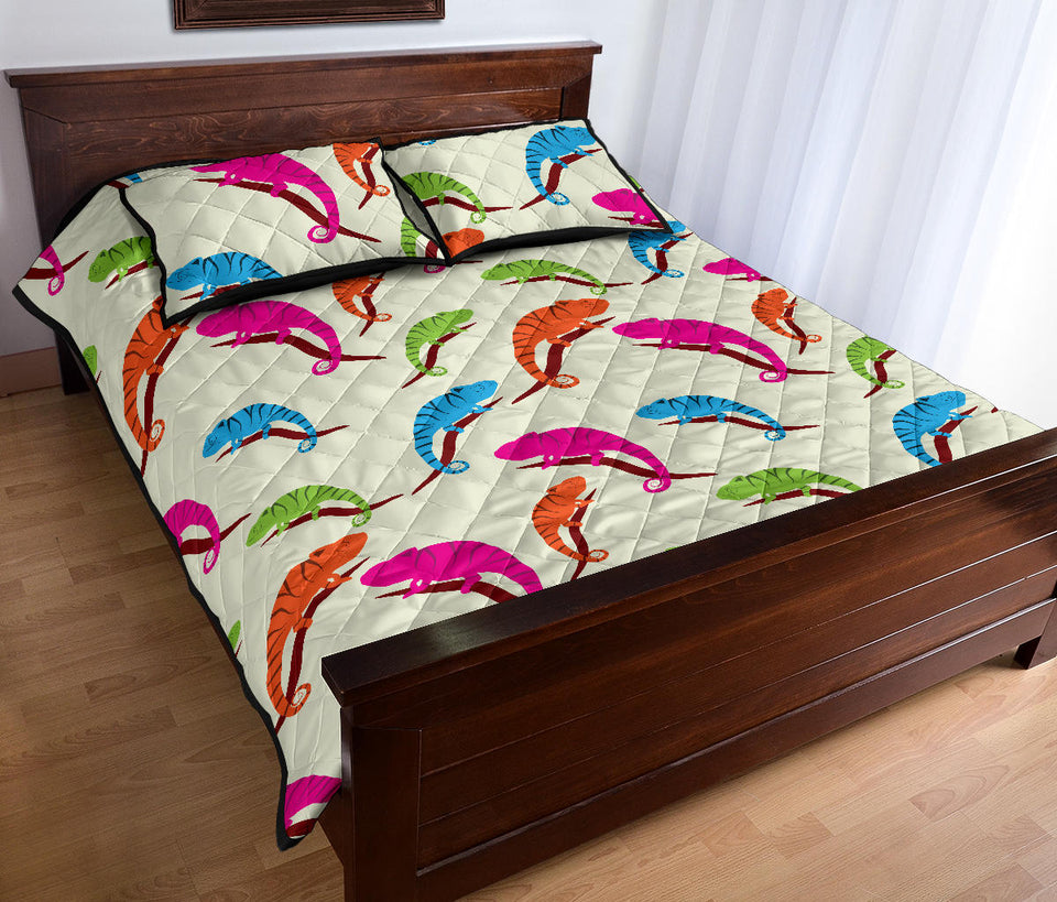 Colorful Chameleon lizard pattern Quilt Bed Set