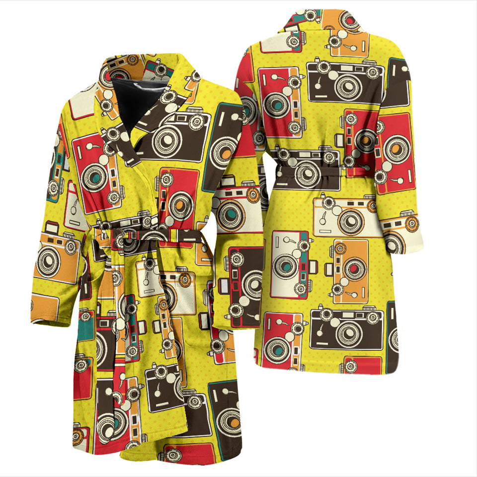 Camera Pattern Print Design 02 Men's Bathrobe