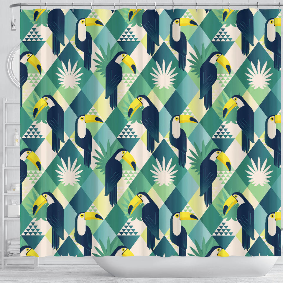 Toucan Tropical Leaves Design Pattern  Shower Curtain Fulfilled In US