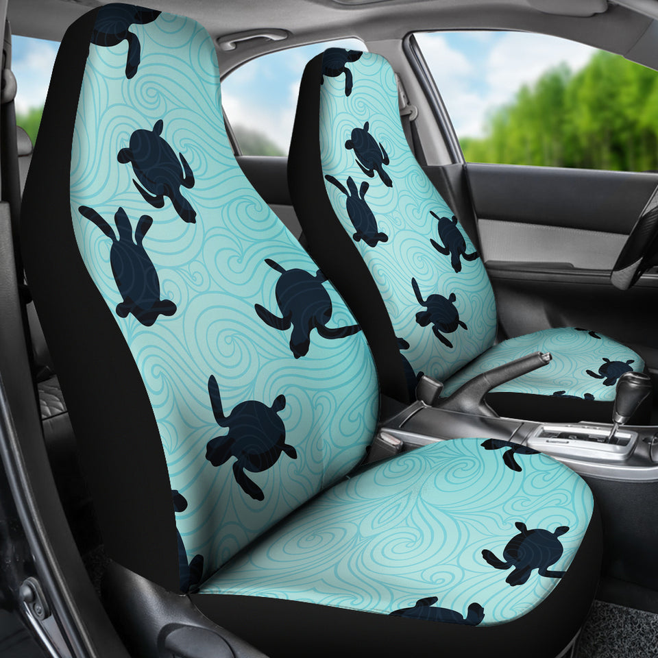 Sea Turtle With Blue Ocean Backgroud  Universal Fit Car Seat Covers