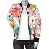 Clock Butterfly Pattern Women'S Bomber Jacket