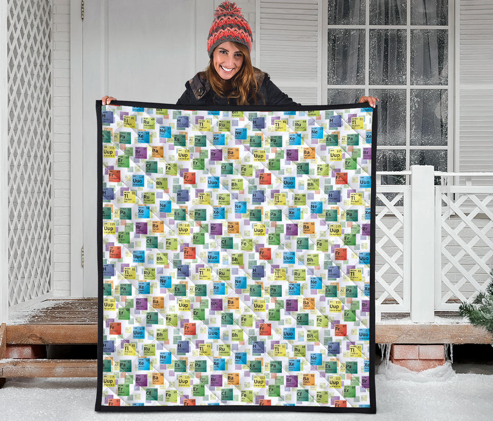 Chemistry Periodic Table Pattern Print Design 05 Premium Quilt