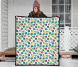 Chemistry Periodic Table Pattern Print Design 05 Premium Quilt