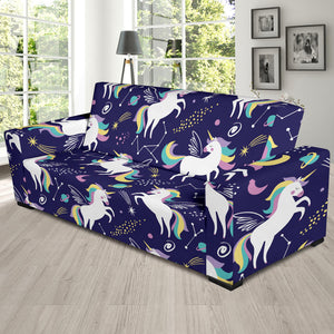 Hand Drawn Cute Unicorn Star Planet Sofa Slipcover