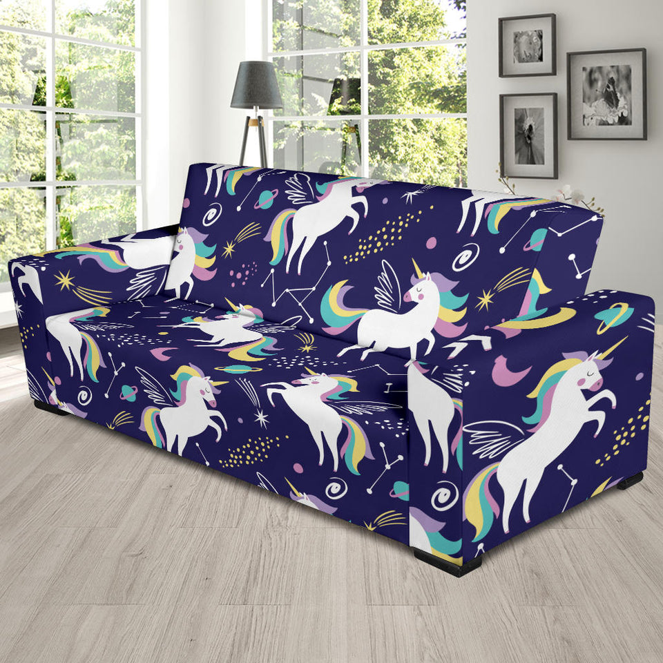 Hand Drawn Cute Unicorn Star Planet Sofa Slipcover