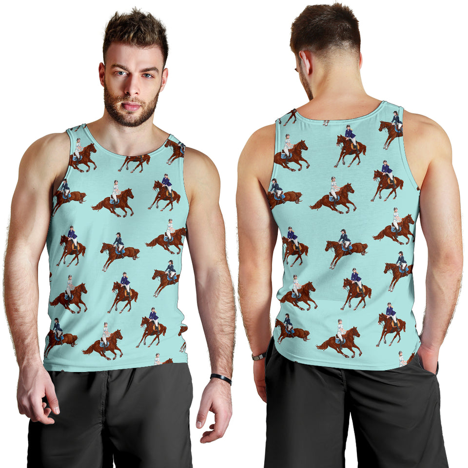 Horses running horses rider pattern Men Tank Top