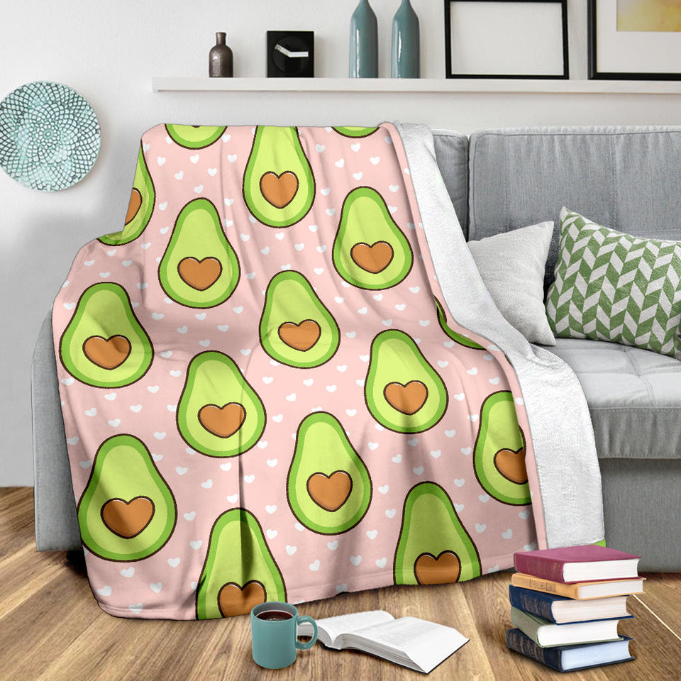 Avocado Heart Pink Background Premium Blanket
