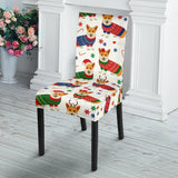 Corgi Christmas Pattern Dining Chair Slipcover