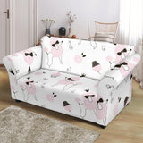 Poodle Dog Rose Cake Pattern Loveseat Couch Slipcover