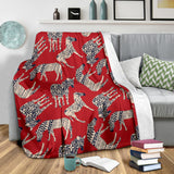 Zebra Abstract Red Background Premium Blanket