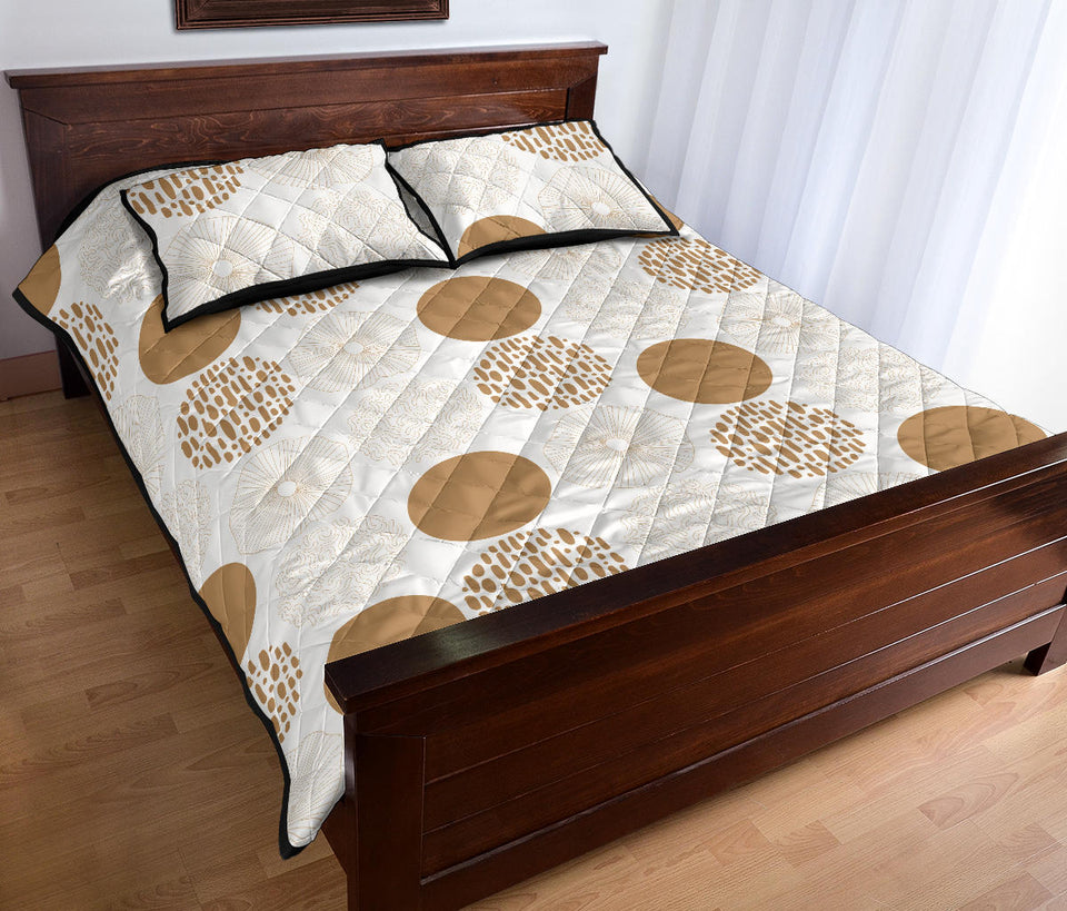 Gold Texture mushroom pattern Quilt Bed Set