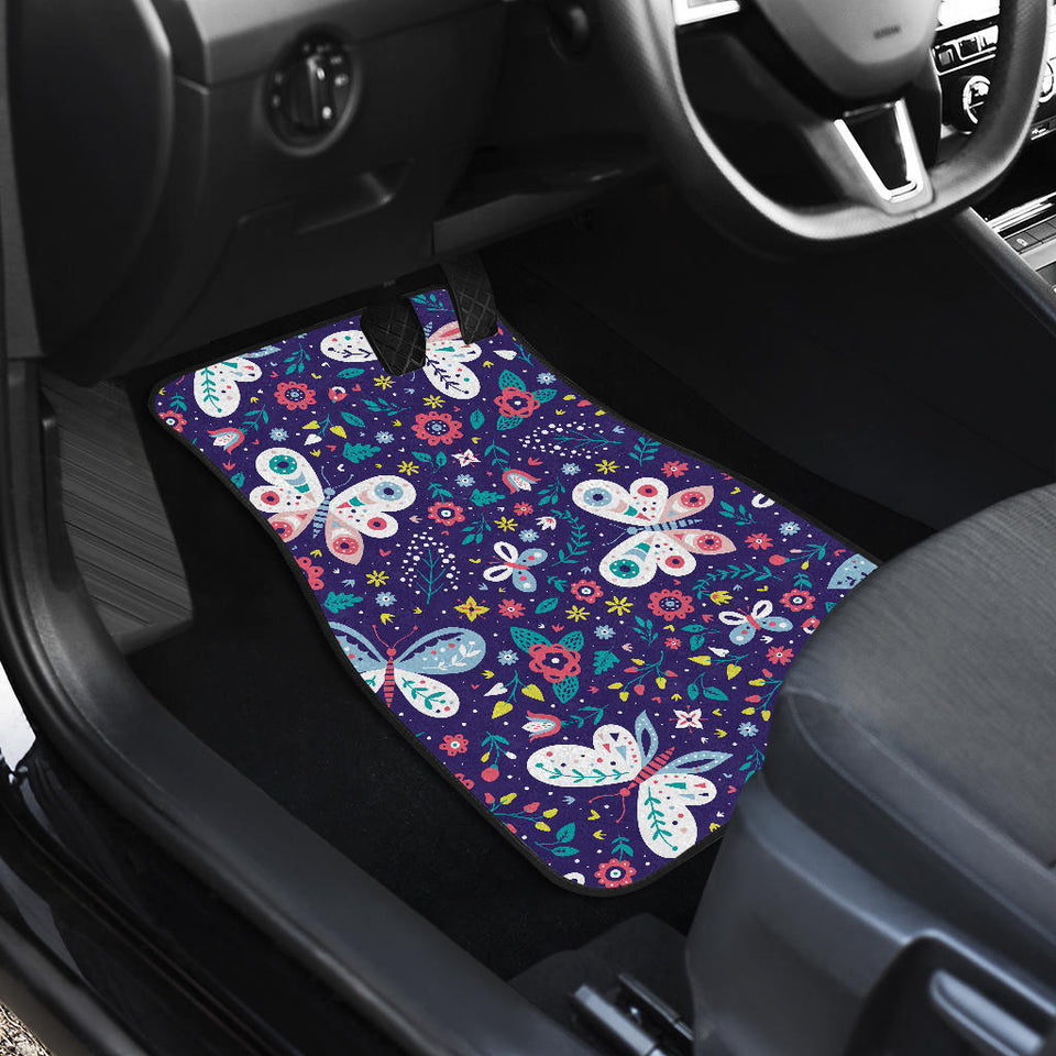 Colorful Butterfly Flower Pattern.Eps Front And Back Car Mats
