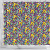 Cute Yellow Monkey Leaves Pattern Shower Curtain Fulfilled In US