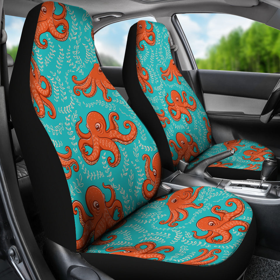 Octopus Turquoise Background Universal Fit Car Seat Covers