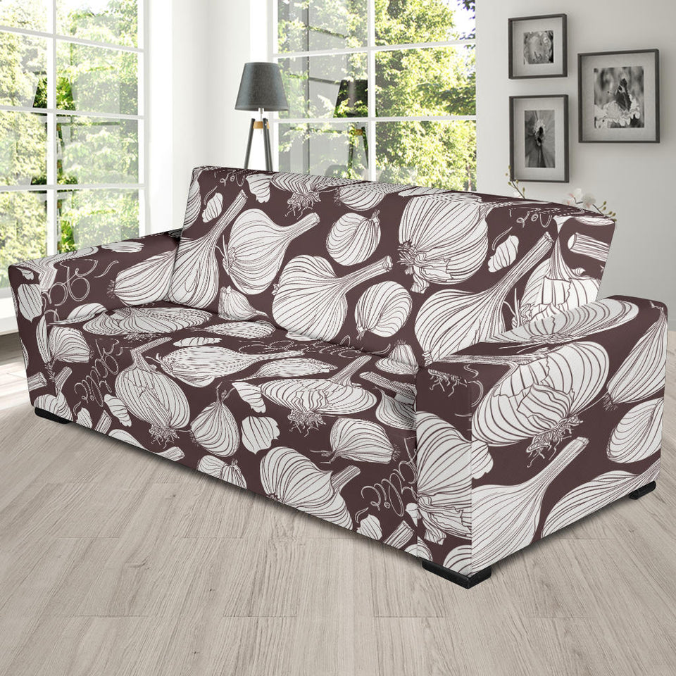 Garlic Bulb Dark Background Sofa Slipcover