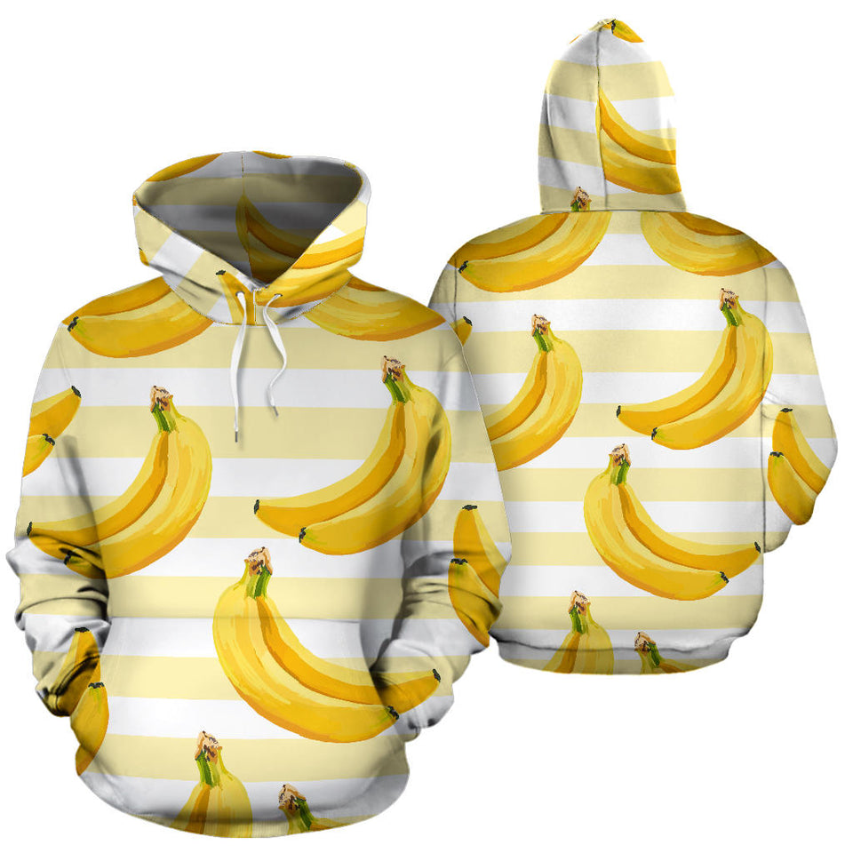 Banana Pattern Blackground Men Women Pullover Hoodie