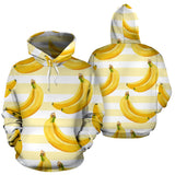 Banana Pattern Blackground Men Women Pullover Hoodie
