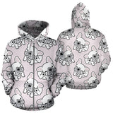 Cute French Bulldog Pattern Zip Up Hoodie