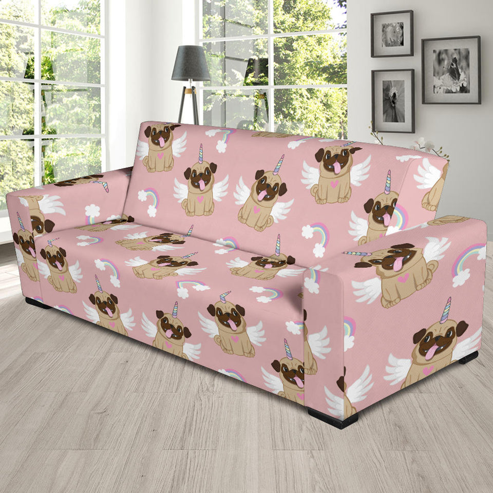 Cute Unicorn Pug Pattern Sofa Slipcover