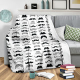 Mustache Beard Pattern Print Design 04 Premium Blanket