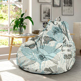 Dragonfly Butterfly Plants Insect Flower Vintage Style Pattern Bean Bag Cover