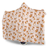 Cute Corgis Pattern Pink Background Hooded Blanket