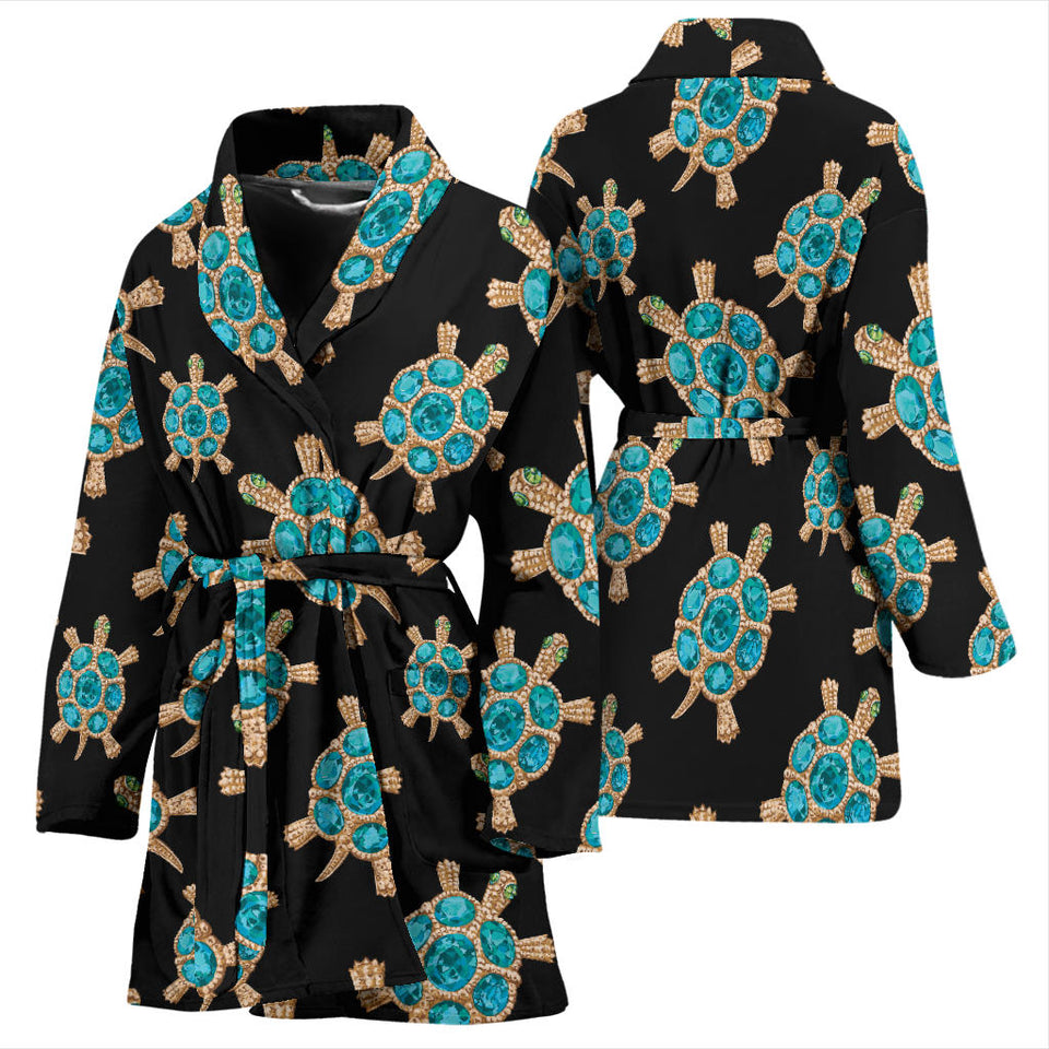 Sea Turtle Blue Stone Pattern Women'S Bathrobe