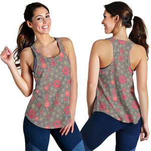 Red gold Sakura cherry blossom gray background Women Racerback Tank Top