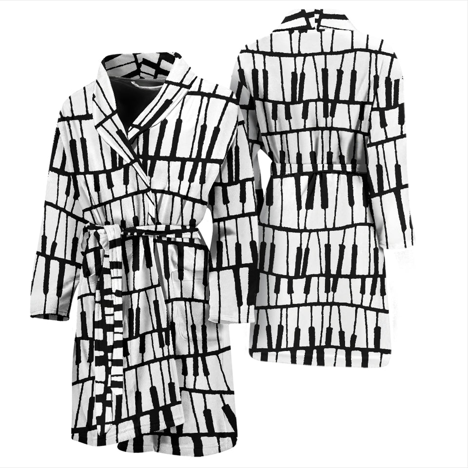 Piano Pattern Print Design 03 Men's Bathrobe