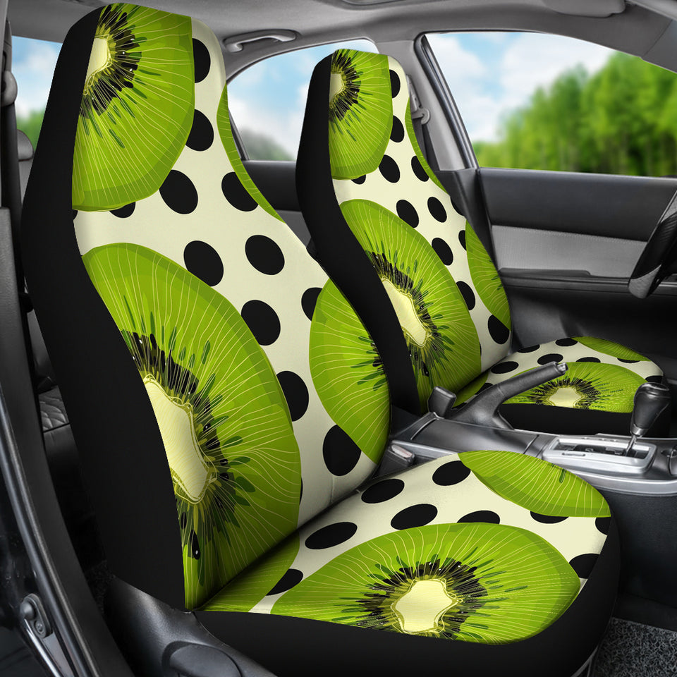Kiwi Black Dot Background Universal Fit Car Seat Covers