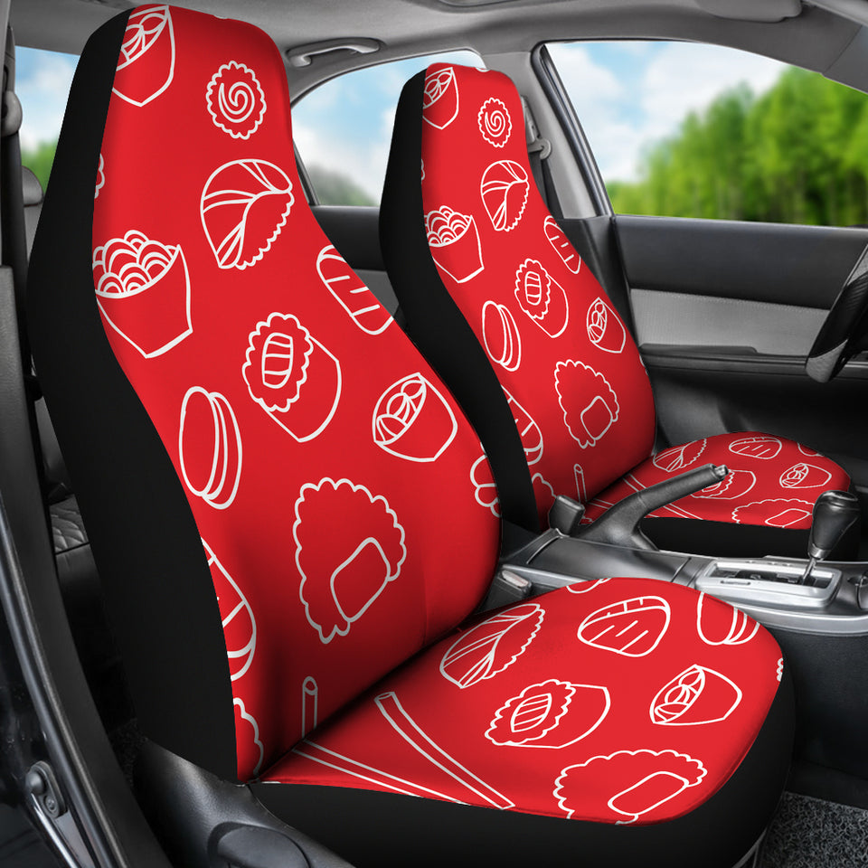 Sushi Pattern Red Background  Universal Fit Car Seat Covers