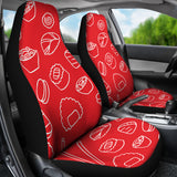 Sushi Pattern Red Background  Universal Fit Car Seat Covers