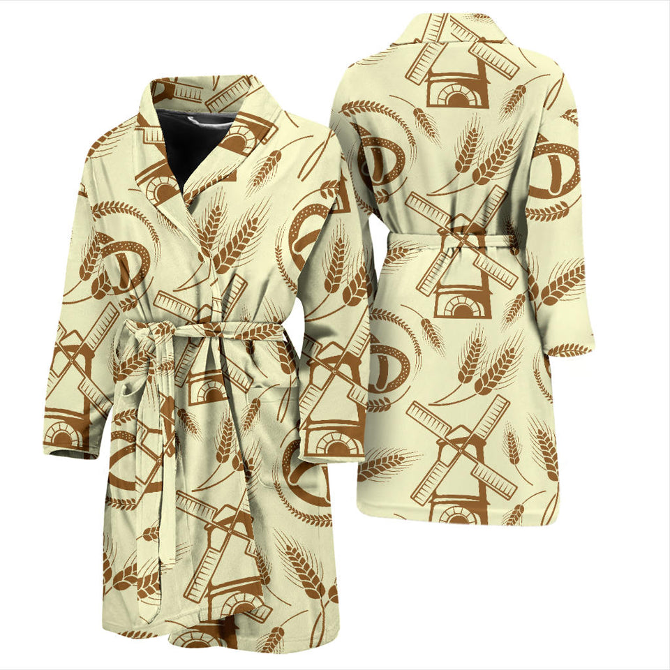Windmill Wheat Pattern Men'S Bathrobe