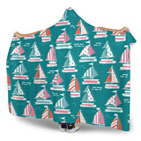 Cute Sailboat Pattern Hooded Blanket