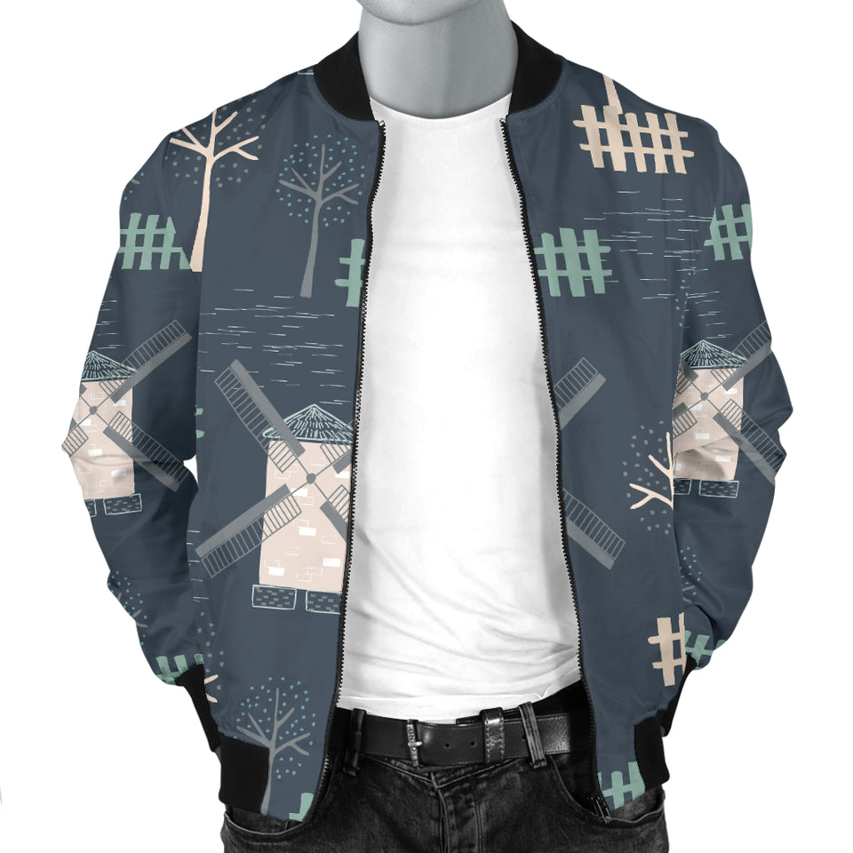 Windmill Tree Pattern Men'S Bomber Jacket