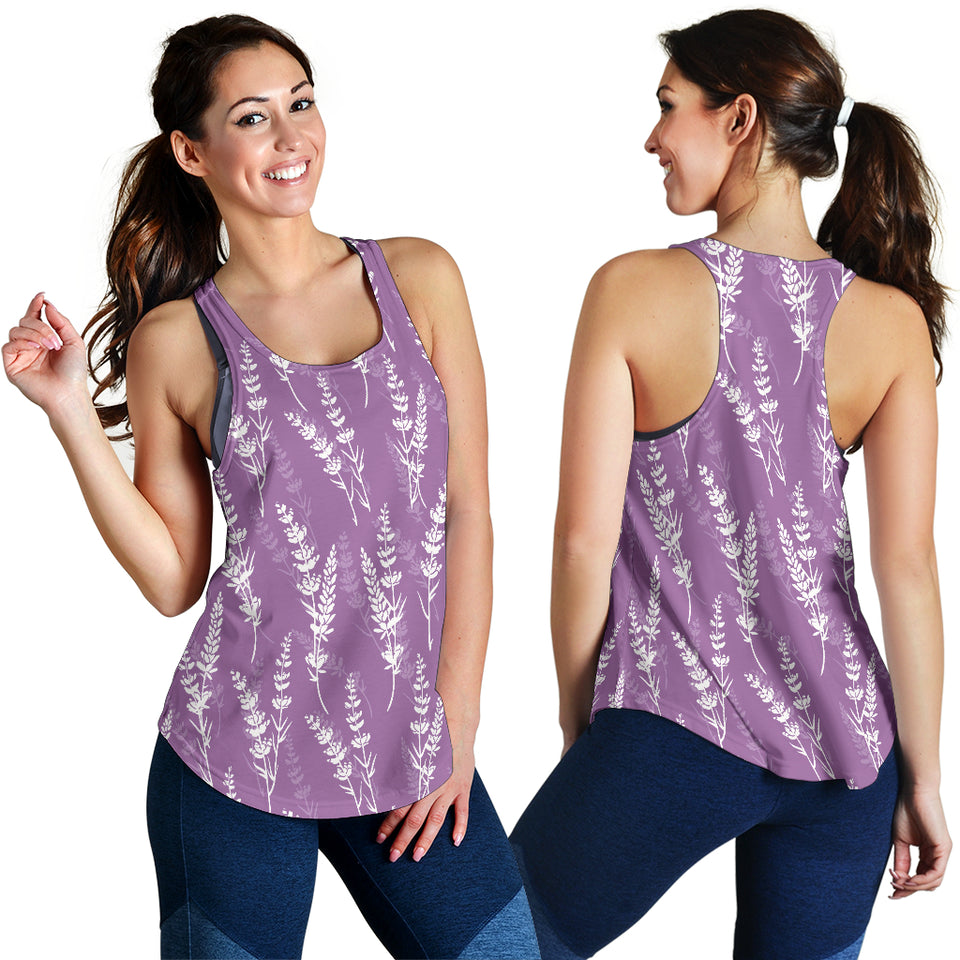 Lavender flowers purple pattern Women Racerback Tank Top