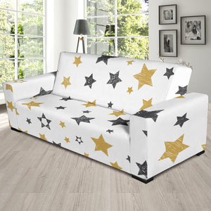 Hand Drawn Gold Black Star Pattern Sofa Slipcover