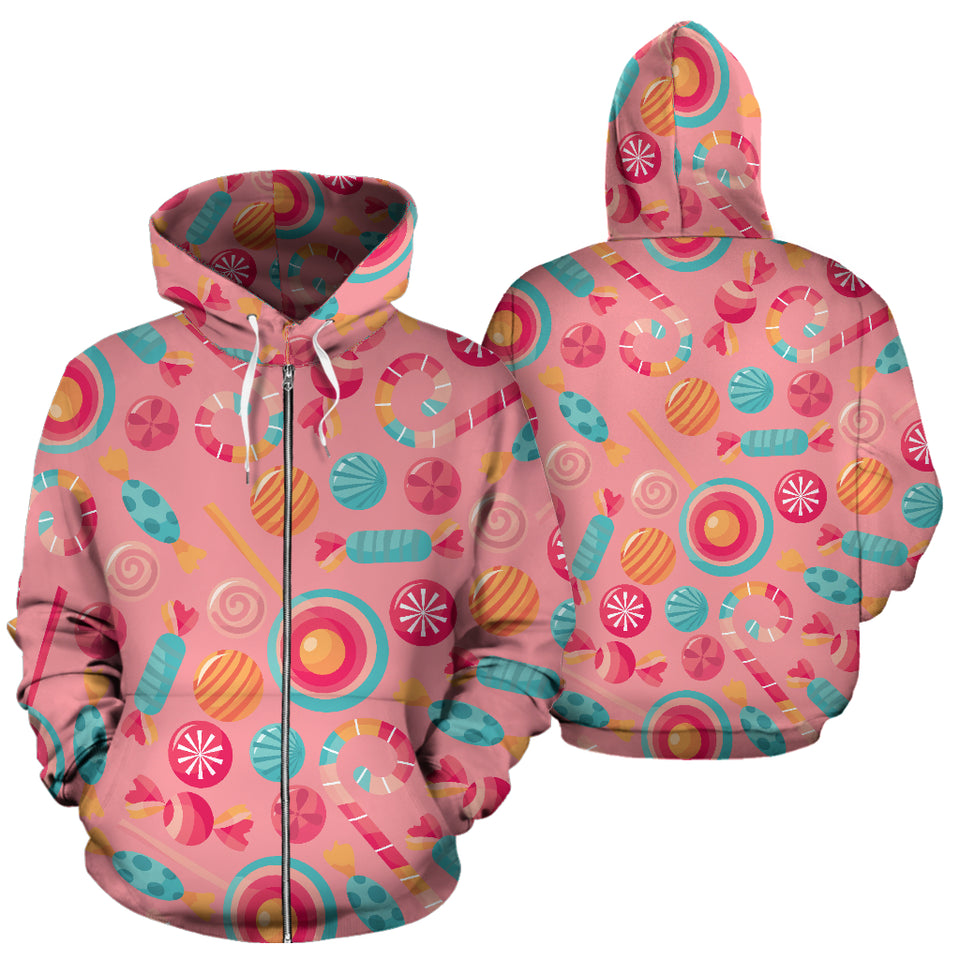 Colorful Candy Pattern Zip Up Hoodie